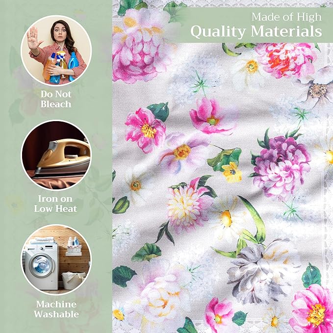 Maison d' Hermine Cloth Napkins Set of 4 100% Cotton Everyday Reusable Square Napkins Cloth Washable Dinner Party Wedding Restaurant Valentines Day Decorations Spring/Summer (Pivoine, 20" x 20")