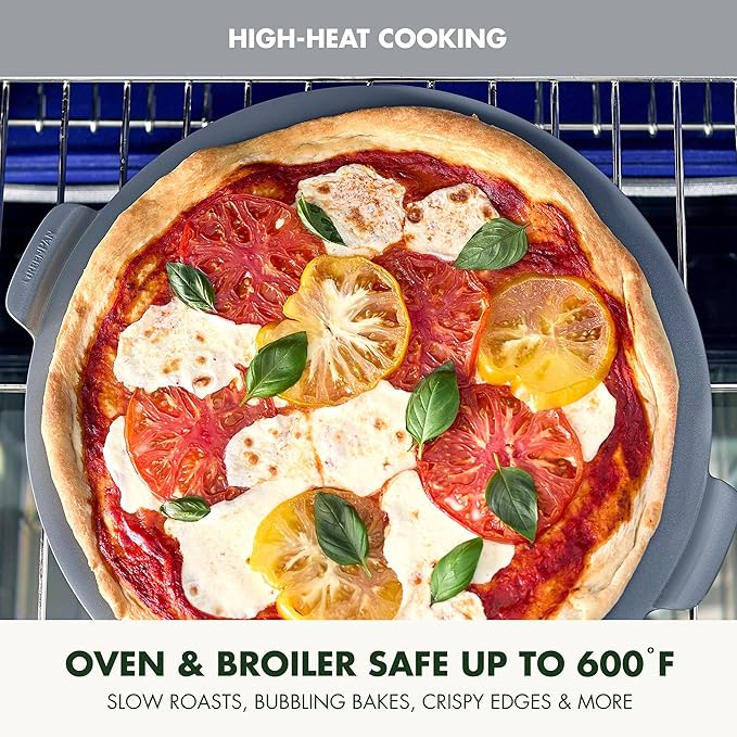 GreenPan Premiere Ovenware Healthy Ceramic Nonstick 16.5" Pizza Pan, PFAS-Free, Warp-Free Bakeware, Durable Quick Heating Baking Tray, Oven and Broiler Safe to 600F, Dishwasher Safe, Gray