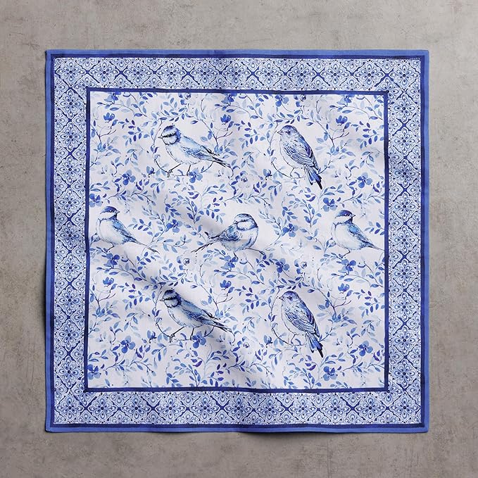 Maison d' Hermine Cloth Napkins Set of 4 100% Cotton Everyday Reusable Square Napkins Cloth Washable Dinner Party Wedding Restaurant Valentines Day Decorations Spring/Summer (Dutch Base, 18" x 18")