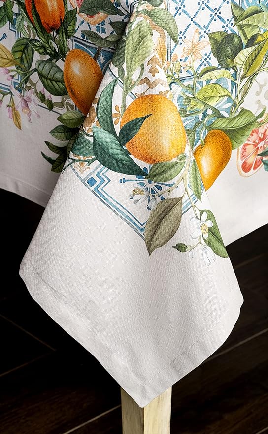 Maison d' Hermine Table Cloth Square Table 100% Cotton 54 x 54 Inches Tablecloth Reusable Decorative for Dining Room Farmhouse Home Valentines Day Decorations Spring Summer - Agrume