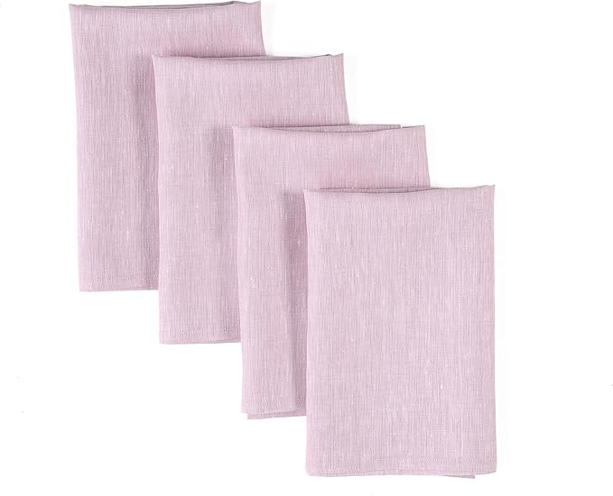 Solino Home Linen Napkins Set of 4-100% Pure Linen Bubblegum Pink Dinner Napkins Cloth 20 x 20 Inch for Valentines, Spring, Easter - Athena, Handcrafted and Machine Washable