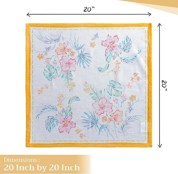 Maison d' Hermine Cloth Napkins Set of 4 100% Cotton Everyday Reusable Square Napkins Cloth Washable Dinner Wedding Restaurant Valentines Day Decorations Spring/Summer (Paradise Island, 20" x 20")