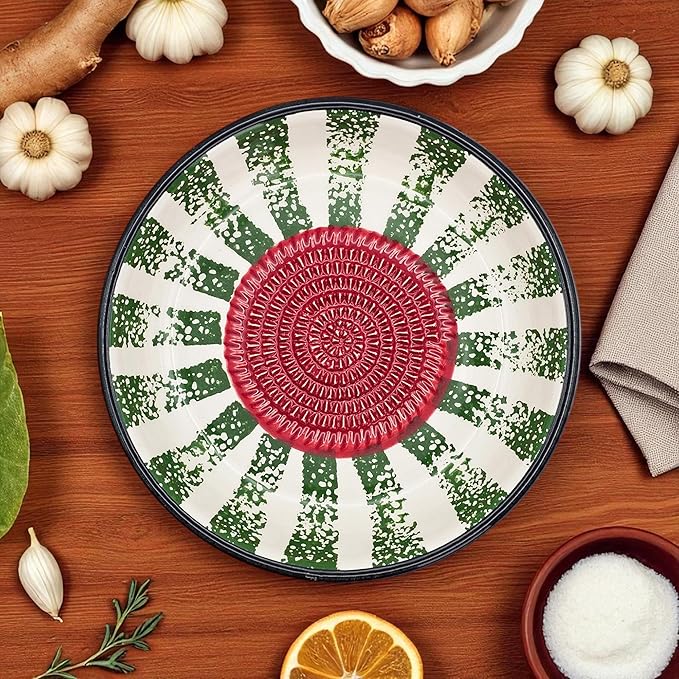 Ceramic Grater Bowl, Garlice Grater Plate, Handmade Ginger Grater, Mincer Bowl for Cheese &Vegetables, Ceramic Decorative Mincer, Hand Dish for Garlic (Watermelon)