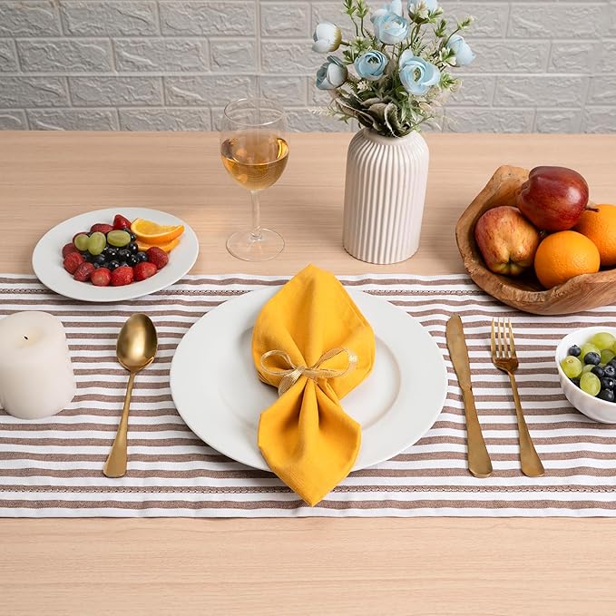 Blue Needles Solid Cloth Napkins Set of 6 Golden Yellow 100% Cotton Dinner Napkins 18x18 inches - Soft, Reusable, Absorbent & Washable Linen, Ideal for Christmas Events, Parties & Everyday Use