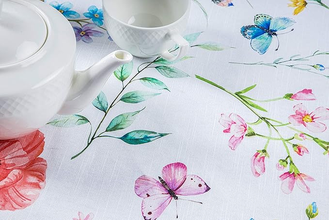 Maison d' Hermine Table Cloth Round Table 100% Cotton 69 Round Inches Tablecloth Reusable Decorative for Dining Room Farmhouse Home Valentines Day Decorations Spring Summer - Just Floral