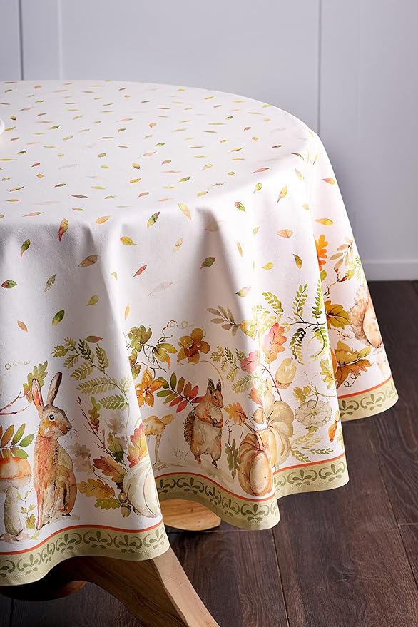 Maison d' Hermine Table Cloth Round Table 100% Cotton 69 Inches Fall Tablecloth Reusable Everyday Use for Thanksgiving Christmas Decorations Dining Farmhouse Party (Pumpkin Passion)