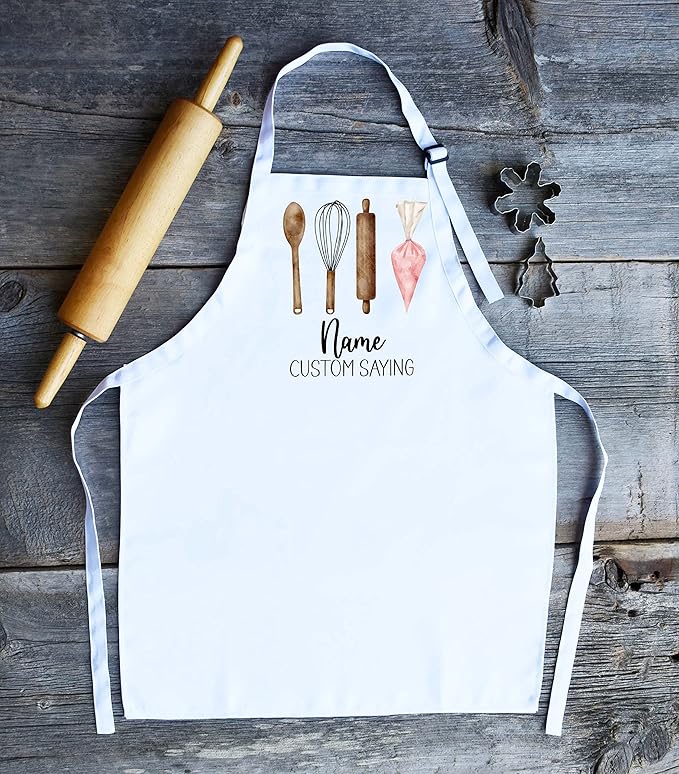 Personalized Baking Kitchen Apron with Two Pockets, Adjustable Neck Strap for Kitchen, and Baking, Bakery Tools, Mother's Father's Day gift
