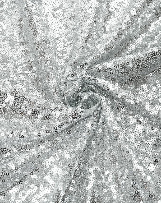 Eternal Beauty Silver Tablecloth, 120 Inch Round Sequin Tablecloth for Party Cake Dessert Table Exhibition Events