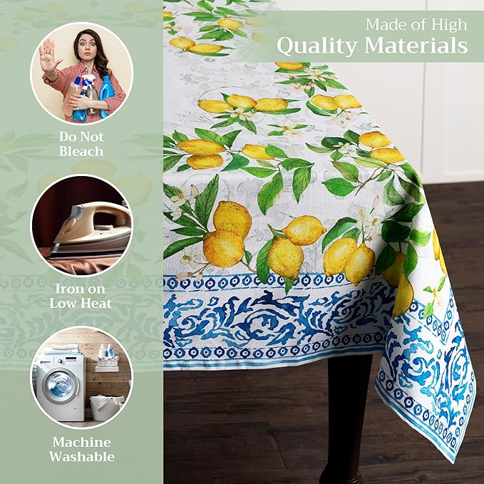 Maison d' Hermine Table Cloth Rectangle Table 100% Cotton 60 x 108 Inches Tablecloth Reusable Decorative for Dining Room Farmhouse Home Valentines Day Decorations Spring Summer - Cedrat