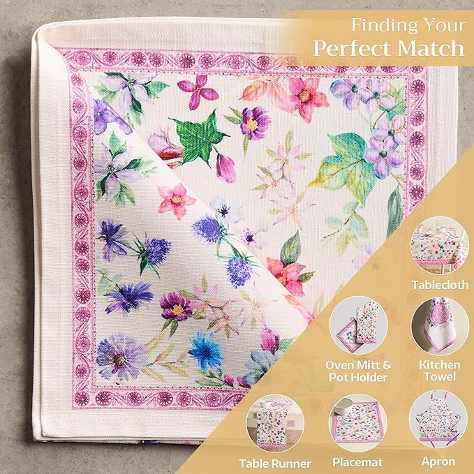 Maison d' Hermine Cloth Napkins Set of 4 100% Cotton Everyday Reusable Square Napkins Cloth Washable Dinner Party Wedding Restaurant Valentines Day Decorations Spring/Summer (Chardon, 20" x 20")