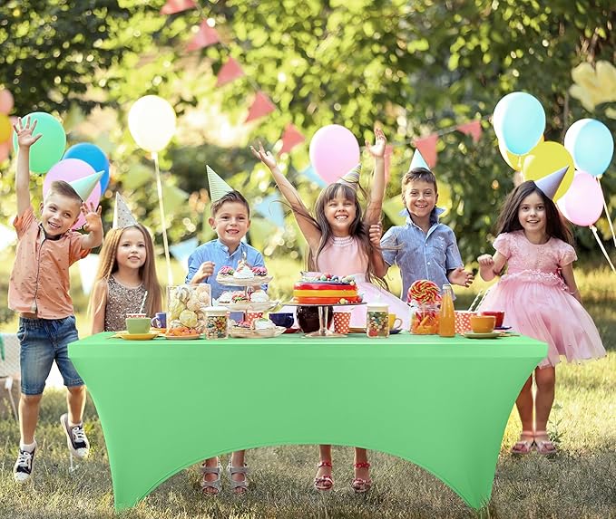 Utopia Kitchen Spandex Tablecloth 1 Pack [6FT, Bright Green] Tight, Fitted, Washable and Wrinkle Resistant Stretch Rectangular Patio Table Cover for Event, Wedding, Banquet & Parties[72Lx30Wx30H Inch]