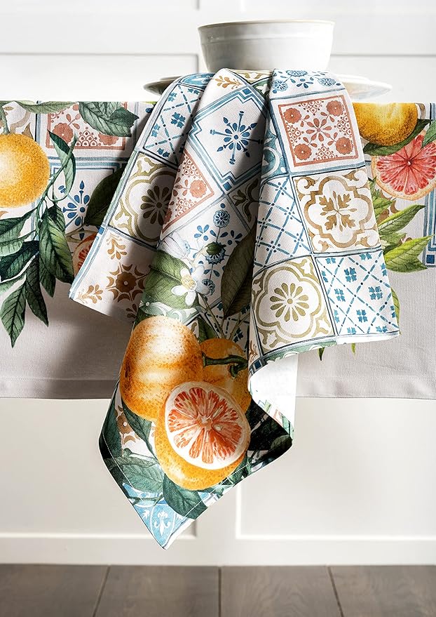 Maison d' Hermine Cloth Napkins Set of 4 100% Cotton Everyday Reusable Square Napkins Cloth Washable Dinner Party Wedding Restaurant Valentines Day Decorations Spring/Summer (Agrume, 20" x 20")