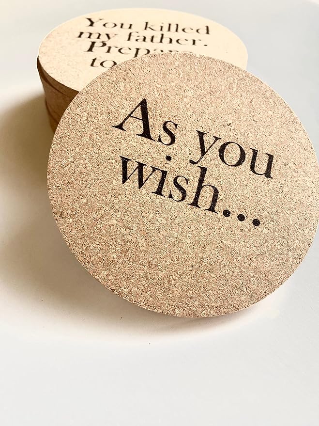 Set of Eight Princess Bride Quote Cork Coasters
