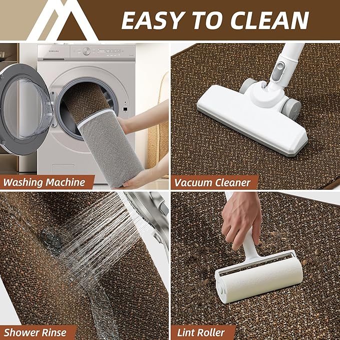 COSY HOMEER Kitchen Rugs and Mats 2PCS Non Slip Kitchen Mats for Floor Washable Stain Resistant Kitchen Runner Rug Sets Absorbent Kitchen Floor Mat 20"x32"+20"x48",Brown