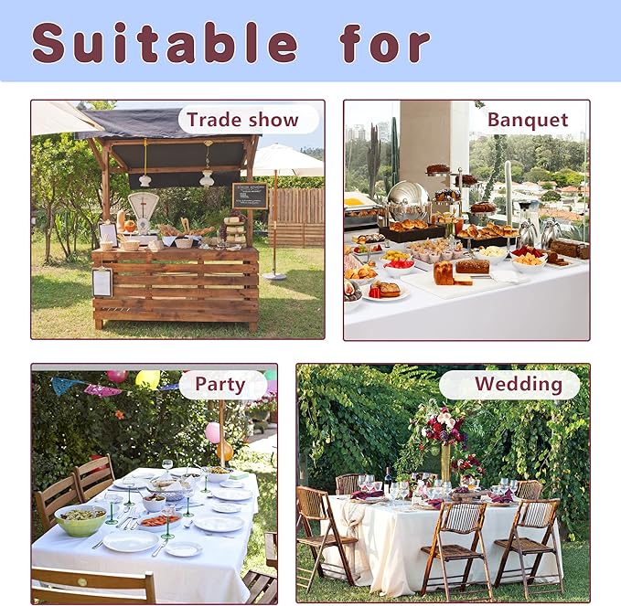 HolidayIdeas Fitted Table Clothes, 4 Pack - 48 x 24 Inch - White Rectangle Tablecloths for 4 Foot Tables, Polyester Fabric Tablecloth for Folding Table, Parties, Holiday Dinner, Wedding, Trade Show