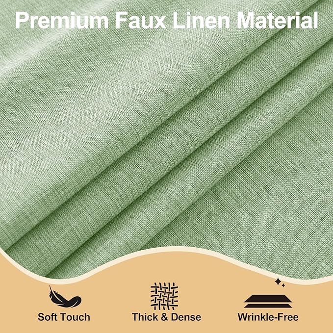 JIUZHEN Rectangle Table Cloth Faux Linen Farmhouse Tablecloth Wrinkle and Stain Resistant Decorative Fabric Table Cover for Kitchen, Dining Room, Parties and Camping, Sage Green, 60 x 102 Inch