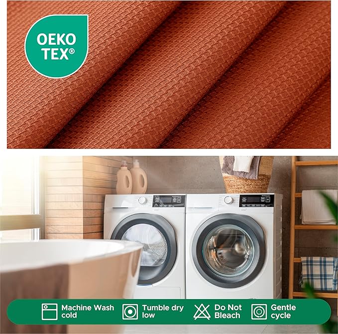 Biscaynebay 2 Pack Fall Table Cloth Rectangle 52x70 Inch, Rust Thanksgiving Autumn Harvest Water Resistant Fabric Textured Tablecloths for Kitchen, Dining, Wedding, Parties Machine Washable