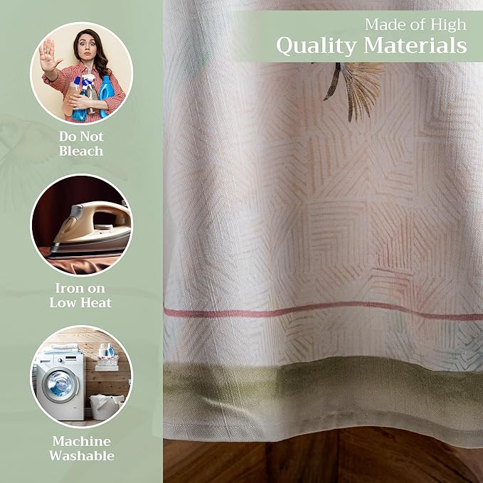 Maison d' Hermine Table Cloth Round Table 100% Cotton 69 Round Inches Tablecloth Reusable Decorative for Dining Room Farmhouse Home Valentines Day Decorations Spring Summer - Flying Birds