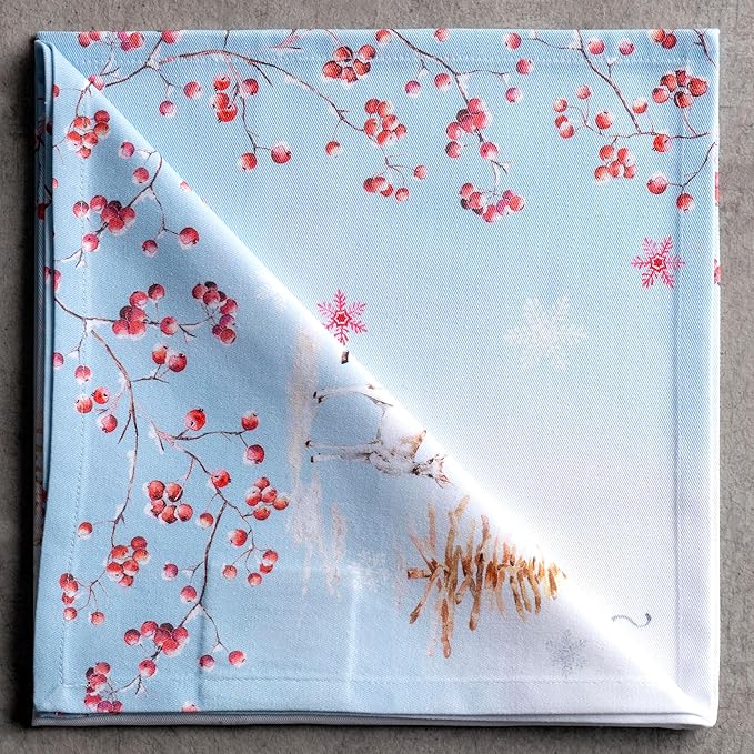 Maison d' Hermine Cloth Napkins Set of 4 100% Cotton for Thanksgiving Christmas Decorations Everyday Reusable Square Fall Napkins Cloth Washable Dinner Party (Fairy Tale Forest, 20"x20")
