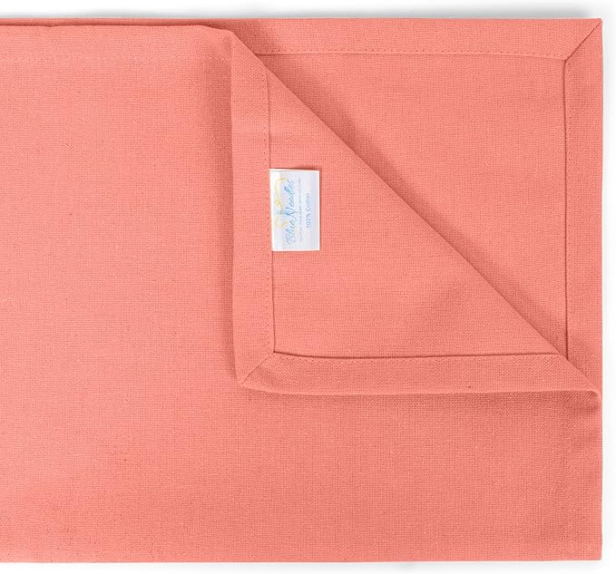 Blue Needles Solid Cloth Napkins Set of 12 Salmon 100% Cotton Dinner Napkins 18x18 inches - Soft, Reusable, Absorbent & Washable Linen, Ideal for Wedding Events, Parties & Everyday Use