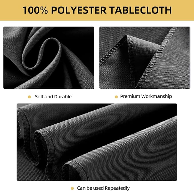 6-Pack 60x60 inch Grey Table Cloths, Solid Stain and Wrinkle Resistant Tablecloth, Premium Plain Weave Polyester Fabric Rectangle Table Linen Covers for Hotel, Banquet