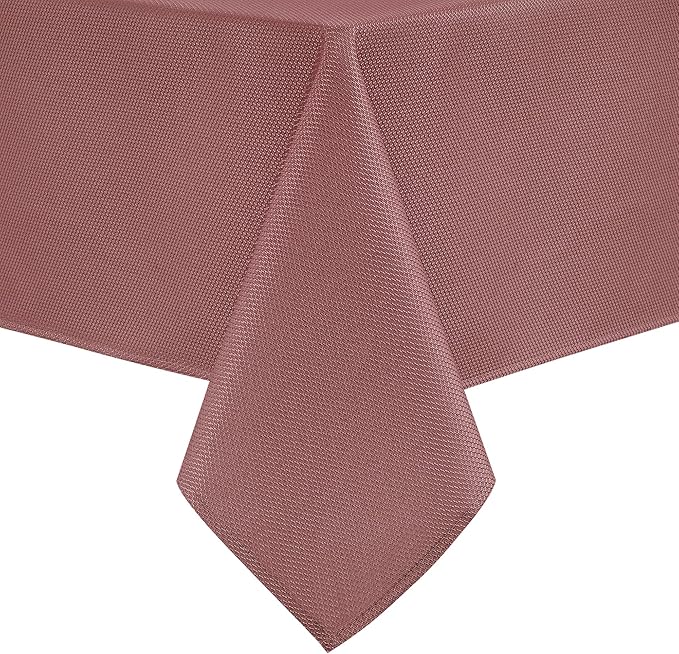 Hiasan 54 X 54 Inch Square Textured Tablecloth - Waterproof Spillproof Antiwrinkle Jacquard Table Cloth for Kitchen and Dining Dinner, Outdoor Picnic, Holiday and Parties, Dusty Rose