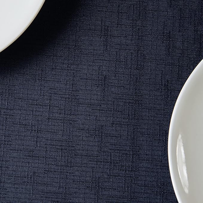 maxmill Square Tablecloth Water Resistance Antiwrinkle Spill Proof Linen Looking Texture Table Cloth, Decorative Fabric Table Cover for Banquet Parties Event Holiday Dinner, 70 x 70 Inch, Navy Blue