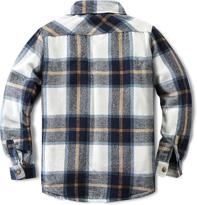 Men's Cotton Sherpa Lined Button Down Flannel Shirt Jacket Plaid Soft Outdoor Flannel Jacket Shirt