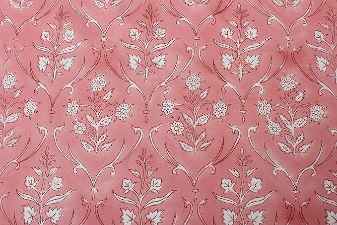 Ridhi Block Print Round Sweet Pink Reusable Tablecloth 100% Cotton 120" Inch Decorative Table Cover eveyday Dining, Home, Party, Wedding, Farmhouse Gift for Spring, Easter, Valentine