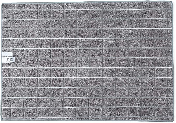 Microfiber Dish Towels - Soft, Super Absorbent and Lint Free Kitchen Towels - 8 Pack (Lattice Designed Gray Colors) - 26 x 18 Inch