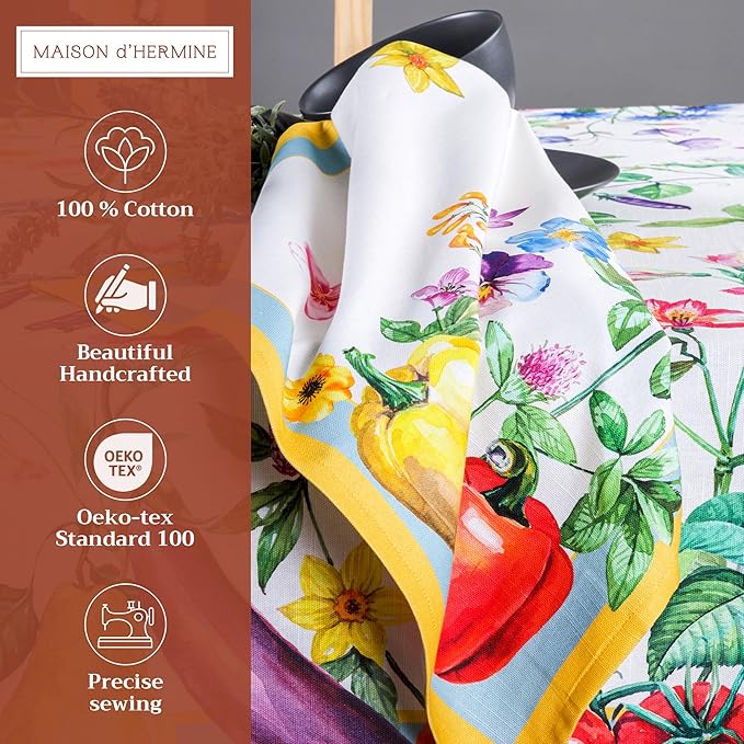 Maison d' Hermine Cloth Napkins Set of 4 100% Cotton Everyday Reusable Square Napkins Cloth Washable Dinner Party Wedding Restaurant Valentines Day Decorations Spring/Summer (Giverny, 20" x 20")