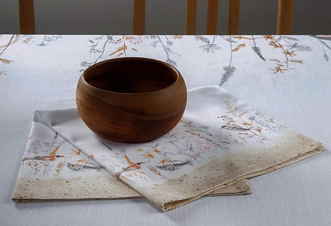 Maison d' Hermine Cloth Napkins Set of 4 100% Cotton Everyday Reusable Square Napkins Cloth Washable Dinner Wedding Valentines Day Decorations Spring/Summer (Meadow Florals - Beige, 20" x 20")