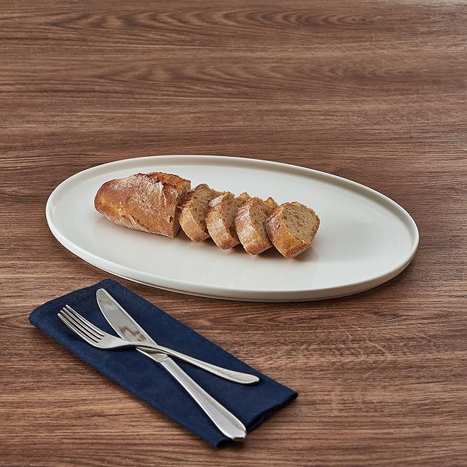 Mikasa Samantha Oval Bone China Lightweight Chip Resisant Serving Tray, 14 Inch, White