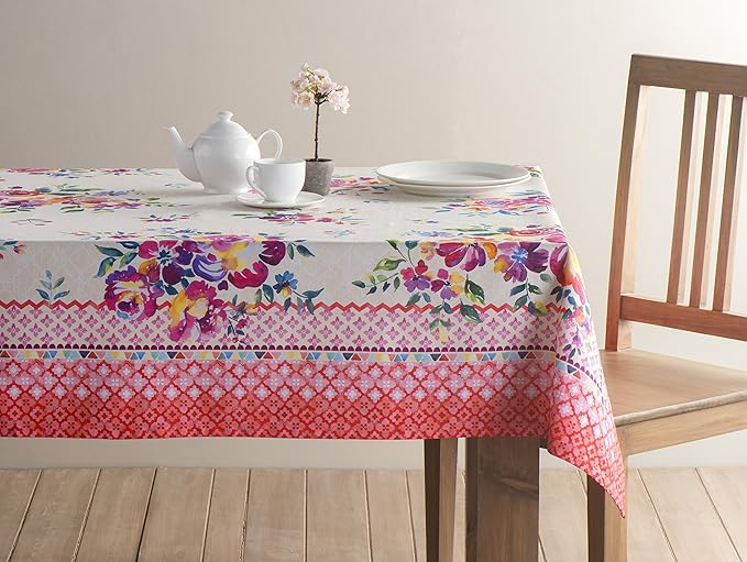 Maison d' Hermine Table Cloth Rectangle Table 100% Cotton 60 x 120 Inches Tablecloth Reusable Decorative for Dining Room Farmhouse Home Valentines Day Decorations Spring Summer - Rose Garden