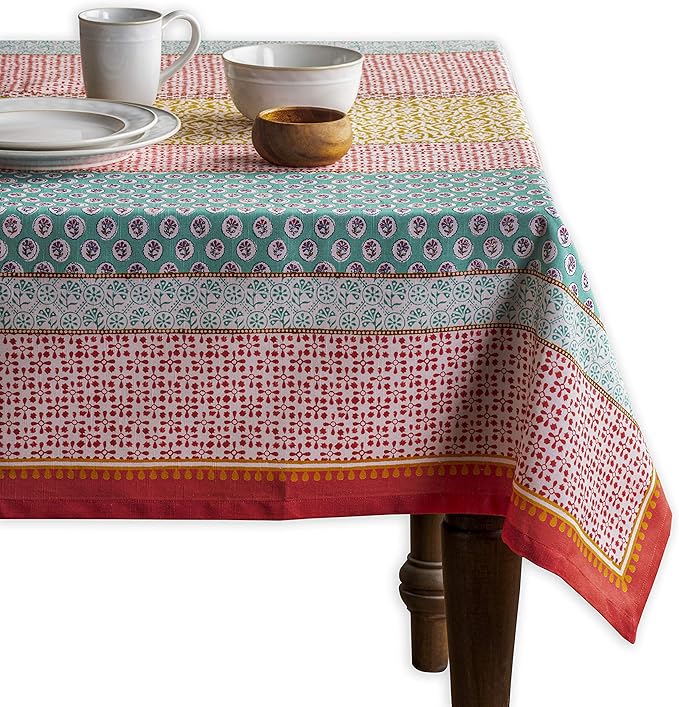 Maison d' Hermine Table Cloth Square Table 100% Cotton 60 x 60 Inches Tablecloth Reusable Decorative for Dining Room Farmhouse Home Valentines Day Decorations Spring Summer - Provence