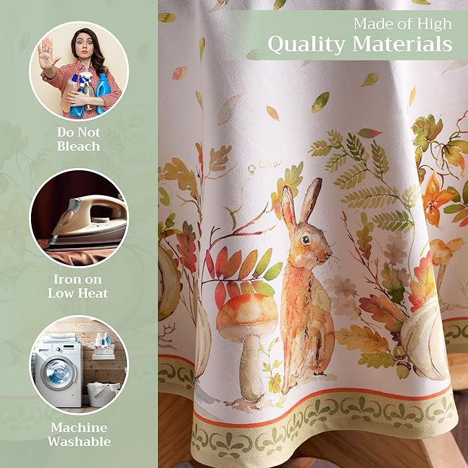 Maison d' Hermine Table Cloth Round Table 100% Cotton 69 Inches Fall Tablecloth Reusable Everyday Use for Thanksgiving Christmas Decorations Dining Farmhouse Party (Pumpkin Passion)