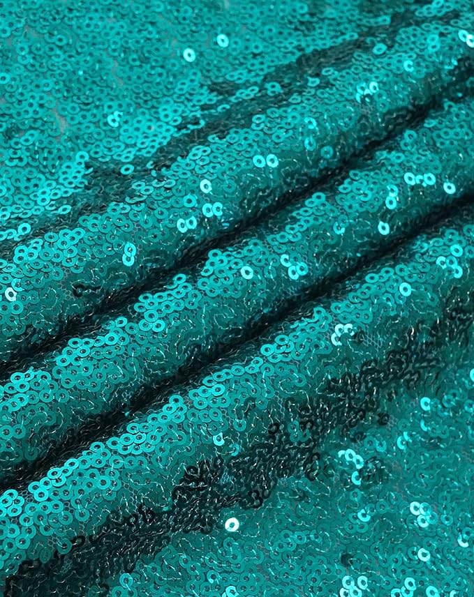 Eternal Beauty Teal Tablecloth, 60x120 Inch Sequin Rectangle Table Cover for Cake Dessert Exhibition Party Birthday Events