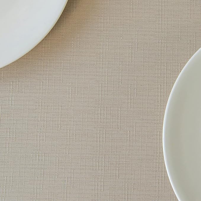 maxmill Square Jacquard Tablecloth Waterproof Spillproof Wrinkle Resistant Soft Slubby Texture Washable Table Cloth for Dinner, Dining Room Party, Indoor and Outdoor Use, 60 x 60 Inch, Natural