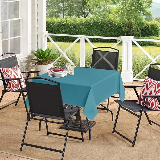 sancua Square Tablecloths 54x54 Inch - Teal Fabric Table Cloth for Square or Round Tables, Washable Polyester Table Cover for Dinner, Holiday Party, Decorative Display Tables