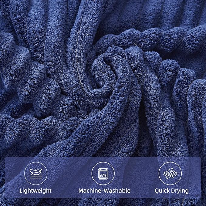 Oversized Bath Sheets 40x80 Inches Extra Large Bath Towels for Adults Super Soft Quick Dry Highly Absobent Microfiber Shower Towels for Bathroom, Pool, Gym, Yoga Towel (Navy Blue, 2Piece)
