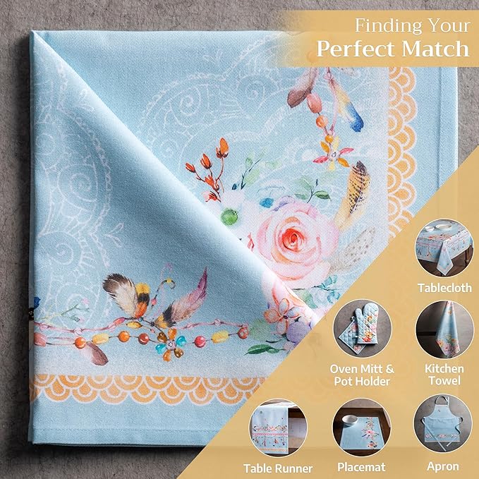 Maison d' Hermine Cloth Napkins Set of 4 100% Cotton Everyday Reusable Square Napkins Cloth Washable Dinner Party Wedding Restaurant Valentines Day Decorations Spring/Summer (Ibiza - Blue, 20" x 20")