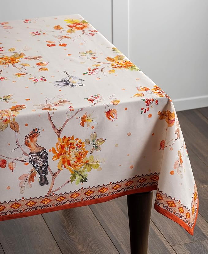 Maison d' Hermine Table Cloth Rectangle Table 100% Cotton 60 x 90 Inches Fall Tablecloth Reusable Everyday Use for Thanksgiving Christmas Decorations Dining Farmhouse Party (Kelim - Prairie)