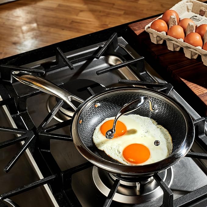HexClad Tempered Glass Lid, 8-Inch, Designed for HexClad Hybrid Cookware, Steam Vented, Dishwasher Safe