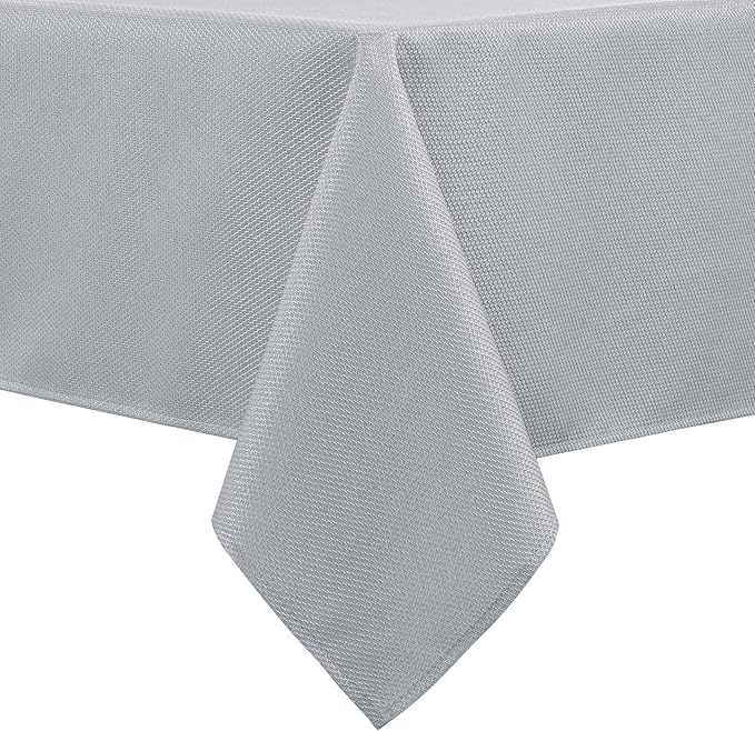 Hiasan 60 X 120 Inch Rectangle Textured Tablecloth - Waterproof Spillproof Antiwrinkle Jacquard Table Cloth for Kitchen and Dining Dinner, Outdoor Picnic, Holiday and Parties, Silver Grey