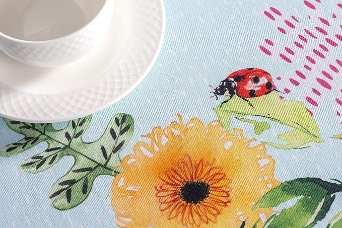 Maison d' Hermine Table Cloth Round Table 100% Cotton 69 Round Inches Tablecloth Reusable Decorative for Dining Room Farmhouse Home Valentines Day Decorations Spring Summer - Jardin D'Ete - Mint