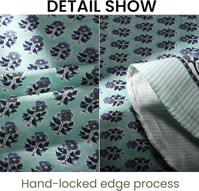 CPC Round Tablecloth- Cotton Indian Block Print Tablecloth -Handmade Printed Washable Cotton Table Cloth - Fall/Winter, Wedding Table Cover - Poppy Blue 60 Inches