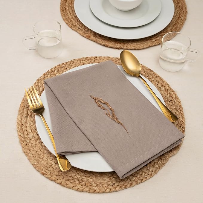 Blue Needles Solid Cloth Napkins Set of 12 Chocolate Brown 100% Cotton Dinner Napkins 18x18 inches - Soft, Reusable, Absorbent, Washable Linen Ideal for Christmas Events, Parties & Everyday Use