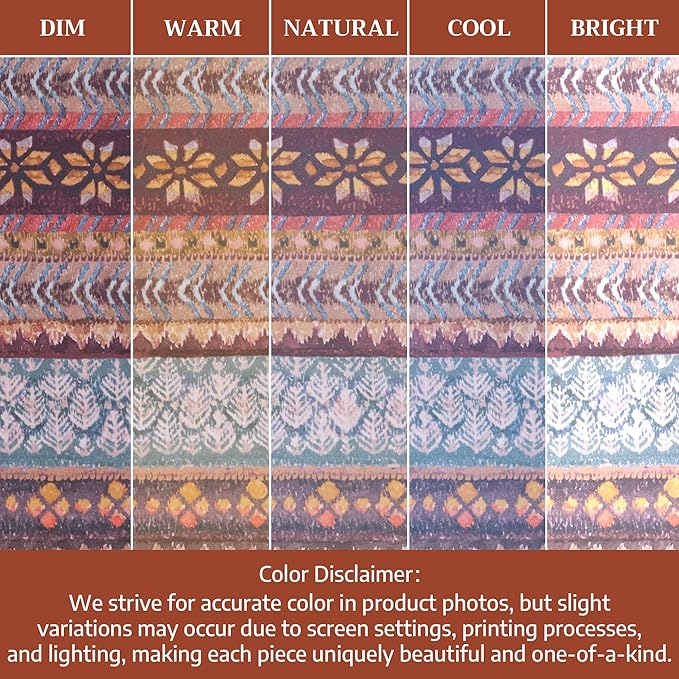 Maison d' Hermine Table Cloth Round Table 100% Cotton 63 Inches Fall Tablecloth Reusable Everyday Use for Thanksgiving Christmas Decorations Dining Farmhouse Party (Fair Isle)
