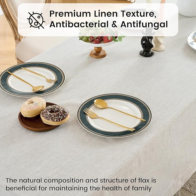 Simple&Opulence Linen Tablecloths for Rectangle Tables 60×104 Inch-Natural, Farmhouse Tablecloth 100% Linen for Banquet, Dinner, Wedding, Reusable Halloween, Thanksgiving, Christmas Tablecloths