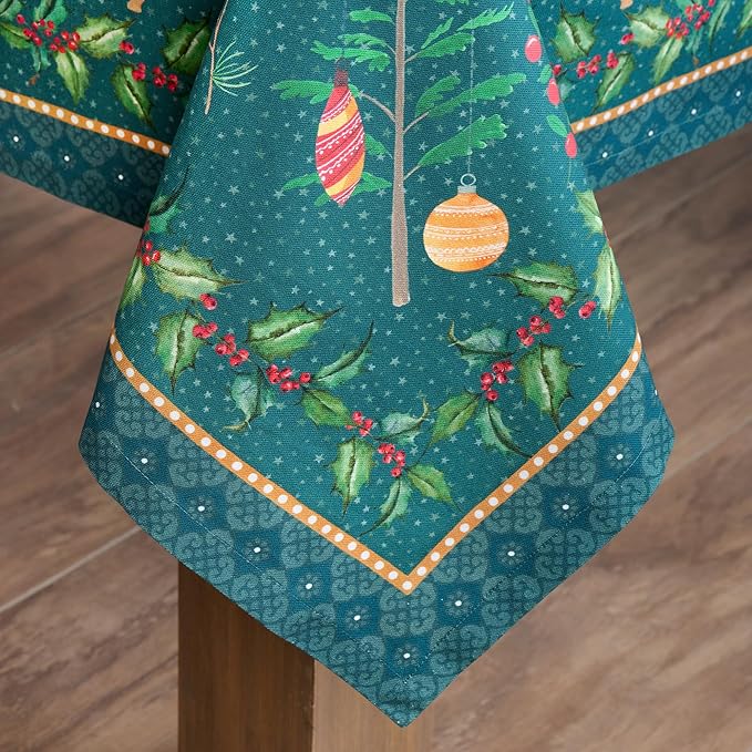 Maison d' Hermine Table Cloth Rectangle Table 100% Cotton 54 x 72 Inches Fall Tablecloth Reusable Everyday Use for Thanksgiving Christmas Decorations Dining Farmhouse Party (Hygge Christmas)